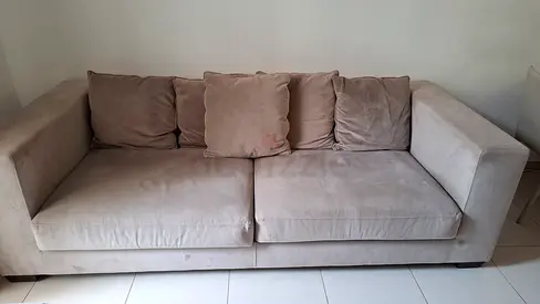 3-Seater Beige Fabric Sofa - Good Condition