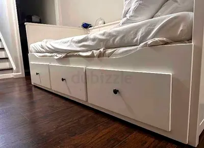 IKEA Hamnes Day bed with 3 storage drawers underneath and with 2 IKEA mattresses