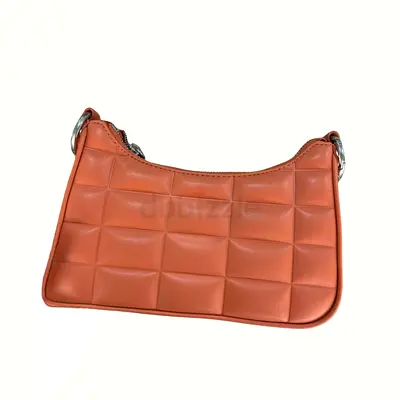 CHARLES  KEITH Quilted Orange Shoulder Bag — Casual Leatherette Purse