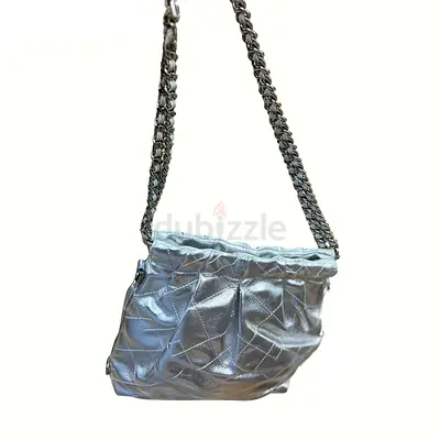 Silver Quilted Chain-strap Shoulder Bag