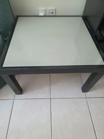 Simple Black Side Table with Glass Top — Excellent Condition