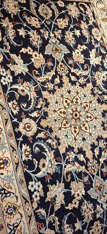 Nine handmade Dark Blue Persian-Style Wool Rug — Excellent Condition