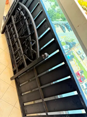 Solid Black Metal Bed Frame With Free Medicated Mattress