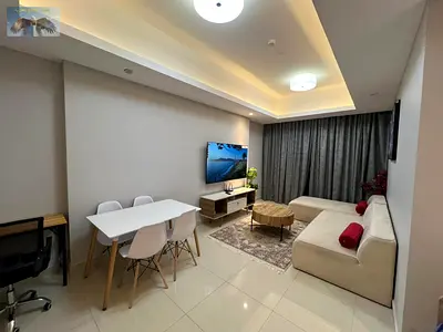 Beautiful 1BR apartment in Gulfa Towers, annual rent, fully furnished, with gym, pool, parking & kids’ play area, ready to move in.