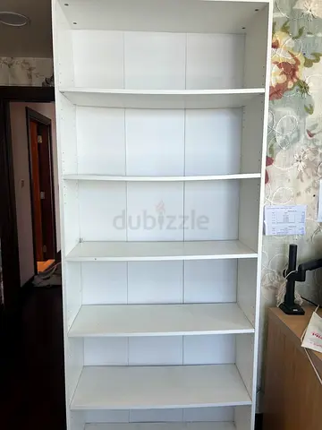 White 6-Shelf Tall Bookcase / Bookshelf — Good Condition
