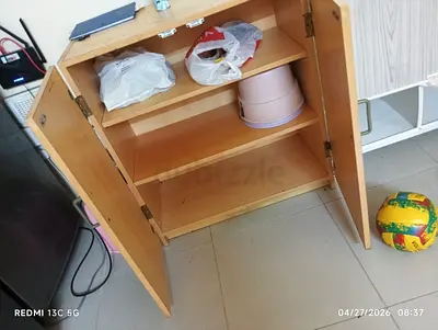 Lightwood 2-Door Storage Cabinet — Good Condition