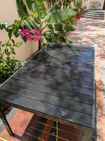 Black Outdoor Metal Dining Table - 6 Seater Style