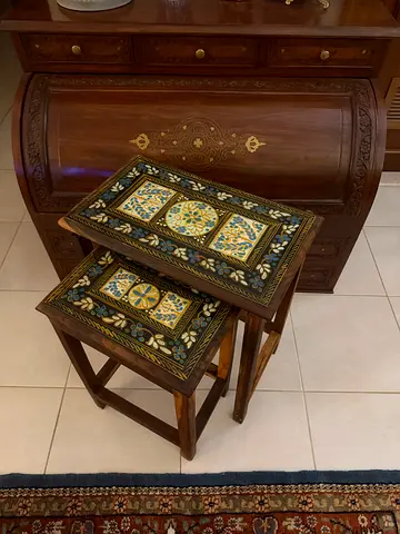 Pair of Hand-Painted Folding Wood Side Tables