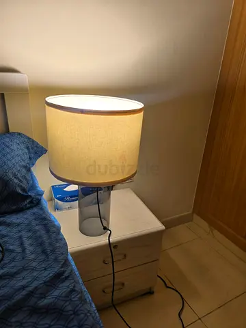 Simple bedside table lamp with fabric shade