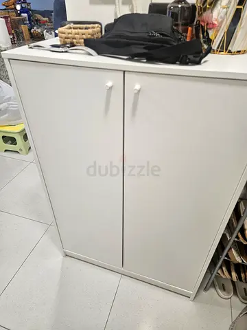 White 2-Door Storage Cabinet - Good Condition