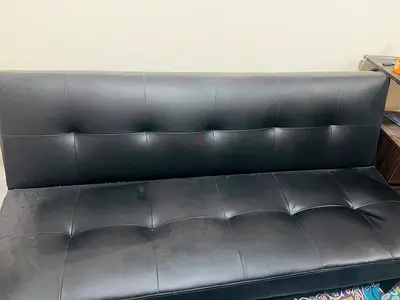 Black Faux Leather Sofa Bed - Compact 2-3 Seater plus bed
