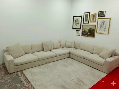 Oc home comfortable beige color corner sofa