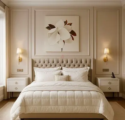 Beige Tufted Bed