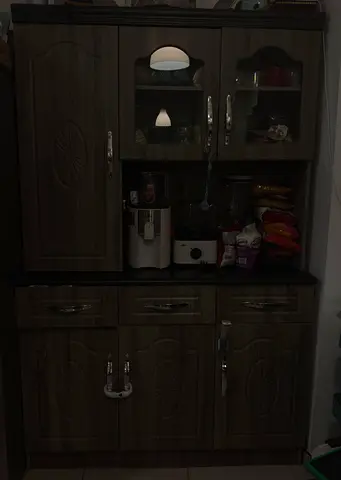 Dark wood kitchen cabinet / storage unit - good condition