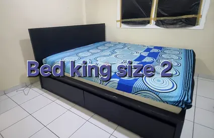 King Size Bed with Storage Drawers - Upholstered Frame