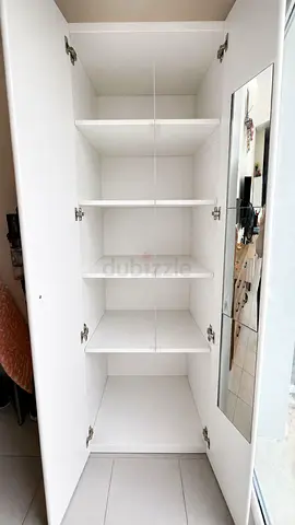IKEA White Freestanding Wardrobe / Storage Cabinet with Mirror - Good Condition