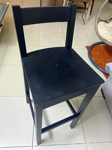 Bar stool with backrest, black, 75 cm