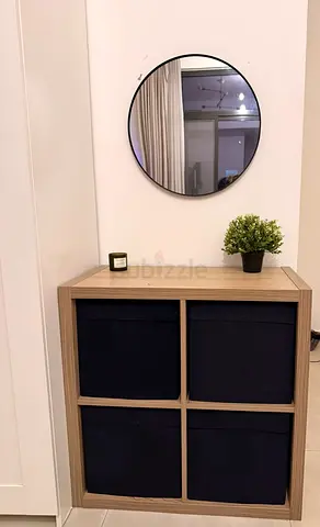Storage desk with mirror