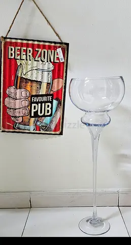 Tall Decorative Glass Candle Holder / Flower Vase on Stem