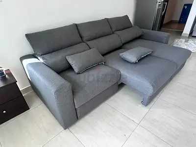 Ikea Eskelstuna L shape sofa bed Dark grey Comfortable Grey 3-Seater L-Shaped Sofa with Chaise