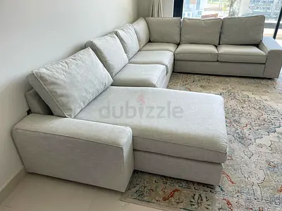 Ikea kivik U Shape Sofa Beige Large L-shaped Light Grey Fabric Sectional Sofa with Chaise