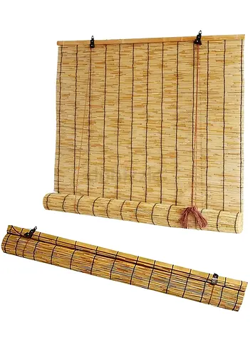 Natural Bamboo Roll-Up Window Blind - 100% Woven Reed Shade