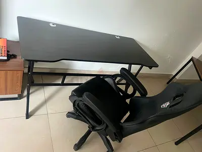 Black Gaming Desk and Ergonomic Racing Chair - Good Condition