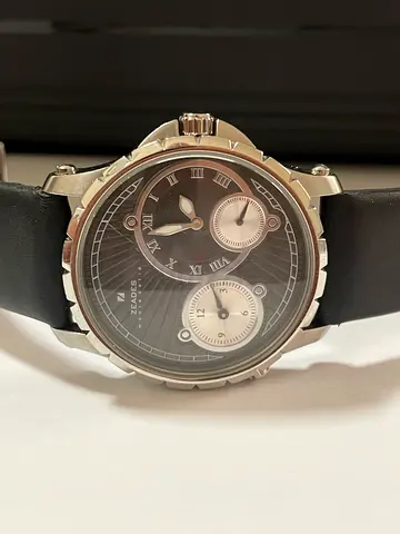 Mens Zadara Black Dial Chronograph Watch with Black Leather Strap