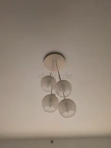 Modern 4-Globe Ceiling Light Fixture - White Glass Shades