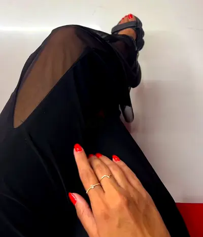 Black sheer panel maxi pants with side slit