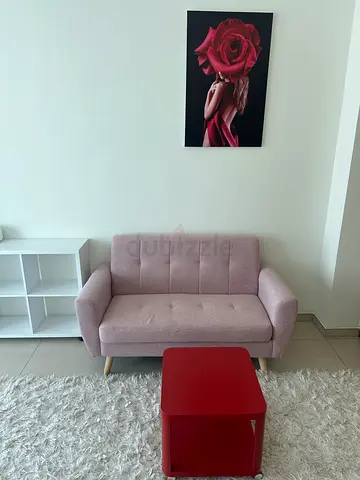 Compact 2/3 seater Fabric Sofa in Light Pink - Good Condition