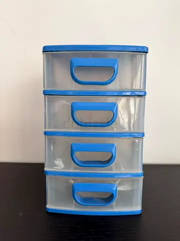 Plastic Blue  Transparent  4-tier Storage Drawer
