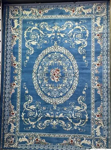 Blue Floral Medallion Area Rug - Good Used Condition