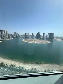 3 bedrooms, living room, maid's room, Al Khan, Al Mamzar Lake, free air conditioning, 4 bathroom