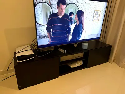 IKEA Black low TV entertainment unit with storage