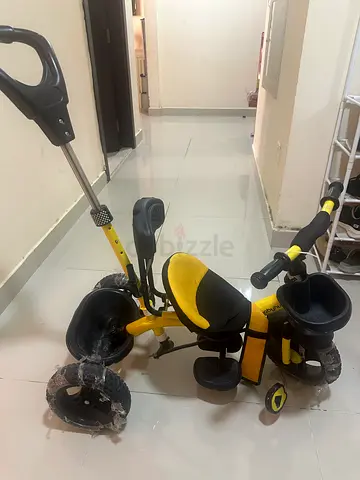 Yellow 3-in-1 Push Tricycle with Parent Handle - Used