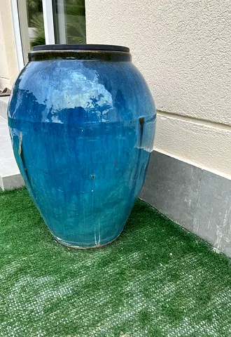 Outdoor XLarg size ceramic pot- turquoise blue
