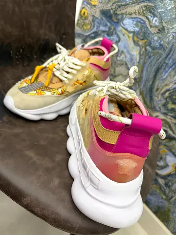 FREE GIVEAWAY VERSACE - Lightweight unisex branded sneakers - pink  yellow, good condition