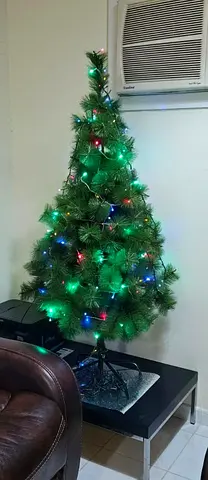 Pre-lit Artificial Christmas Tree with Multicolored LED Lights - 6ft (approx.)