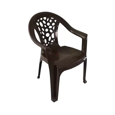 5 PC Brown Plastic Armchair with Cutout Back - Single Outdoor/Indoor Chair
