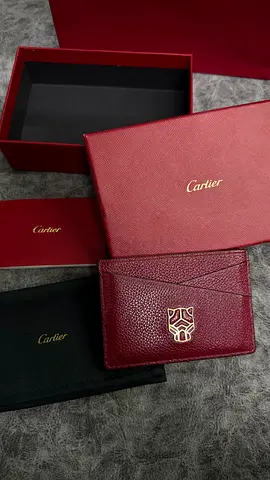 Cartier red leather card holder with box ( Panthere )