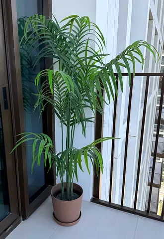 Artificial outdoor palm in pot