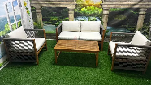 Outdoor 4 seater wooden sofa set for garden and balcony is available in excellent condition