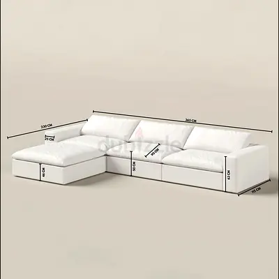 Home KOD brand Orvella Off White 3 Seater with Ottoman