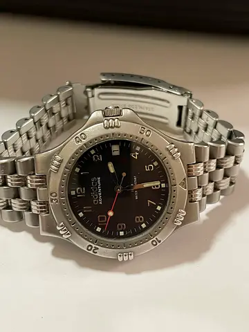 Stainless Steel Adidas Adventureline Mens Watch – Silver Bracelet, Black Dial