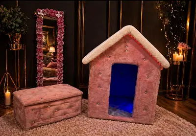 بيت اطفال آمن مغلف من للداخل و الخارج مع صندوق للأغراض و كرسي في نفس الوقت و مرآة بالورود هدية مع ال