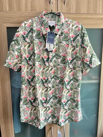 Peter Werth Tropical Print Short Sleeve Shirt - Size L (Brand New) linen