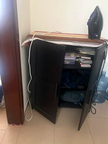 Compact Dark Wood Bedside Cabinet / Nightstand with Storage