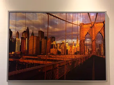 OFFER! New York City Skyline Brooklyn Bridge Wall Art Framed | 140 cm (W) × 100 cm (H)