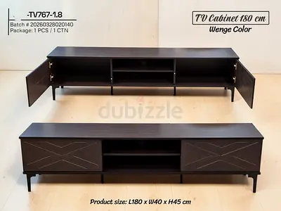 Wenge 180cm TV Cabinet with Storage (L180 x W40 x H45 cm)